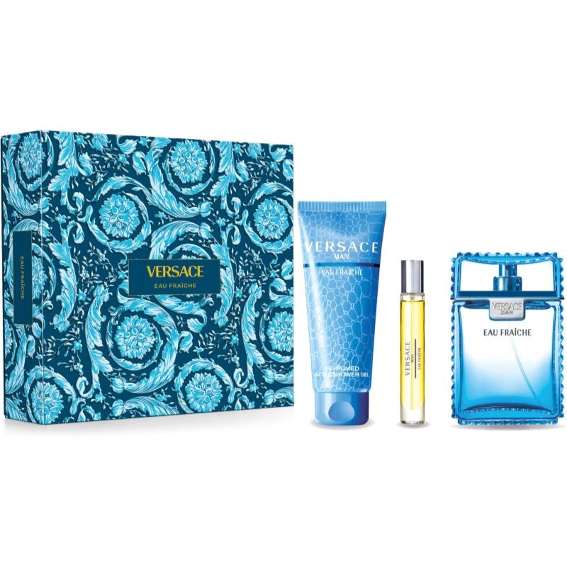 Versace Man Eau Fraiche Gift Set 100ml EDT + 10ml EDT + 150ml Shower Gel - Bellso